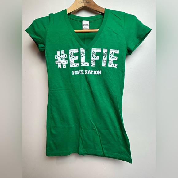 Victoria's Secret PINK Holiday Green Tee - Picture 8 of 10